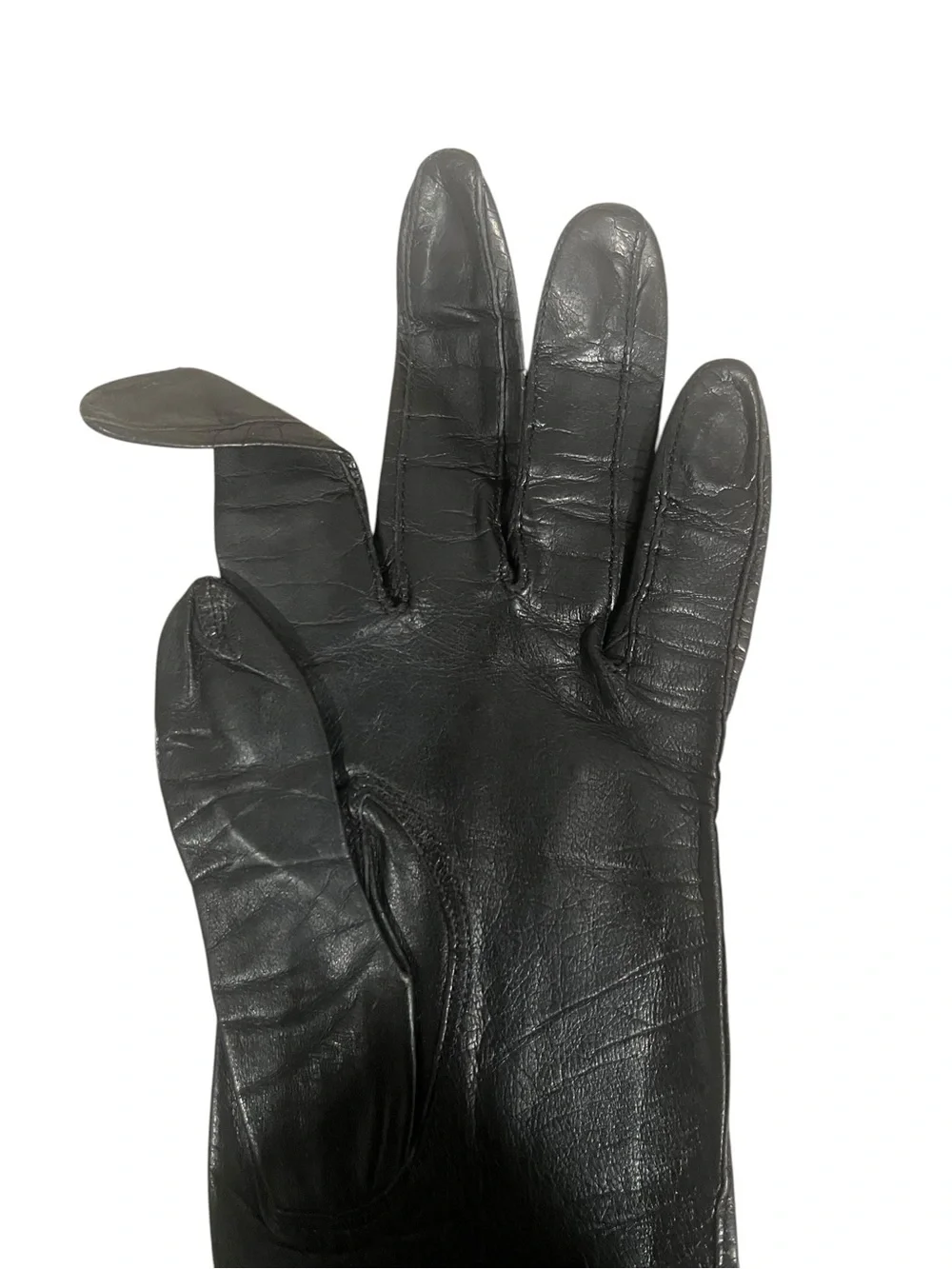 Aris Kasanova Vintage Black Leather Opera Gloves Formal Costume USA 6 1/4